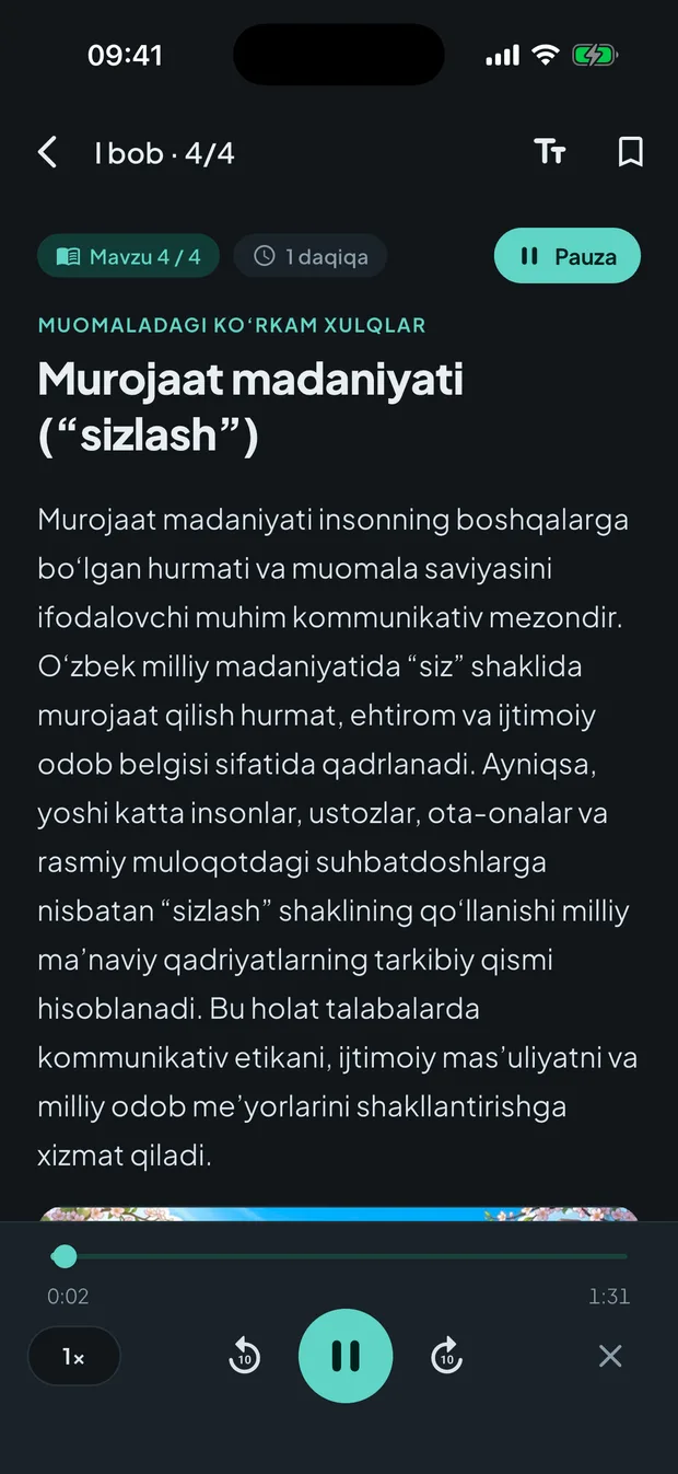 Audio pleyer: mavzuni tinglash